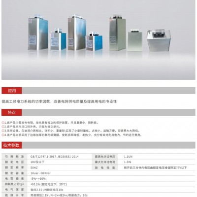 標(biāo)稱電壓1KV及以下自愈式并聯(lián)電容器