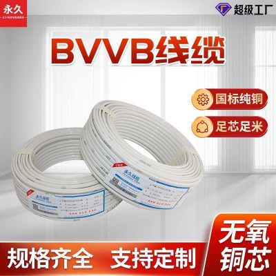 BVVB護(hù)套線國標(biāo)兩芯三芯2.5/4平方銅芯電線家裝工程電 線硬護(hù)套線